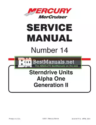 Mercury MerCruiser Marine Number 14 Sterndrive Units Alpha One Generation II service manual Preview image 1