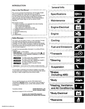 2002-2004 Acura RSX, Type S shop manual Preview image 1