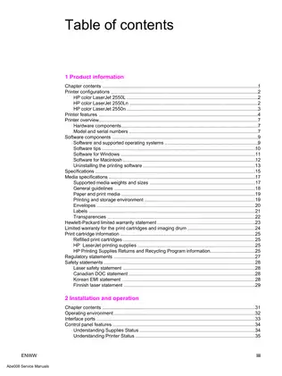 HP Laserjet 1500, 1500L, 2500, 2500 L, 2500N, 2500TN, 2550 color laser printer service manual Preview image 4