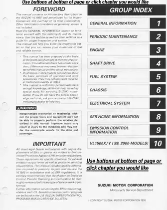 1998-2000 Suzuki Intruder VL1500,  VL1500X,  VL1500Y repair manual Preview image 2
