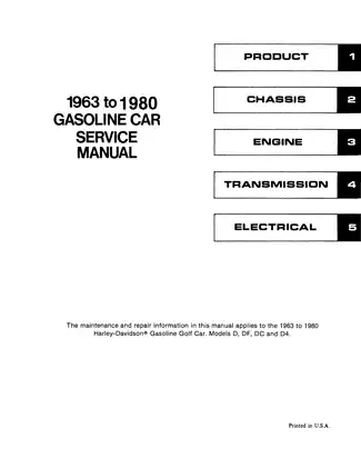 Harley-Davidson Gas Golf Car Service Manual (1963-1980) Preview image 3