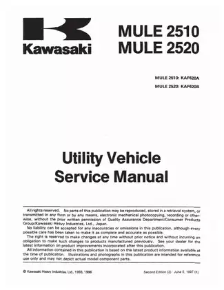1994-2000 Kawasaki Mule 2500, 2510, 2520, KAF620 UTV service manual Preview image 3