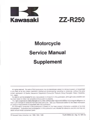 Kawasaki ZZ-R250 Motorcycle Service Manual (1990-1996) - Your Comprehensive Guide Preview image 4