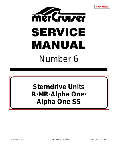 Preview: MerCruiser Sterndrive Units R, MR, Alpha One, and Alpha One SS 1983–1990 Service Manual #6 OEM (P/N 90-12934)
