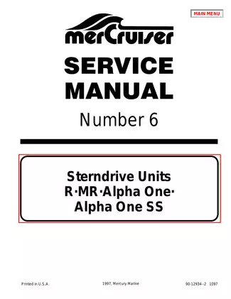 1983-1990 MerCruiser Number 6, R, MR, Alpha One, SS Sterndrive service manual Preview image 1
