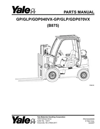 Yale GP, GLP, GDP040VX-GP, GLP, GDP070VX forklift parts manual