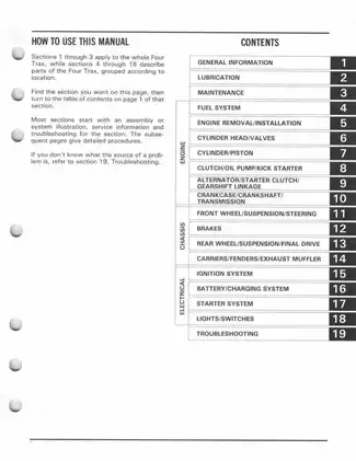 Service manual for Honda TRX250, Fourtrax 250, 1985-1987 Preview image 2