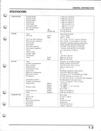 Service manual for Honda TRX250, Fourtrax 250, 1985-1987 Preview image 5