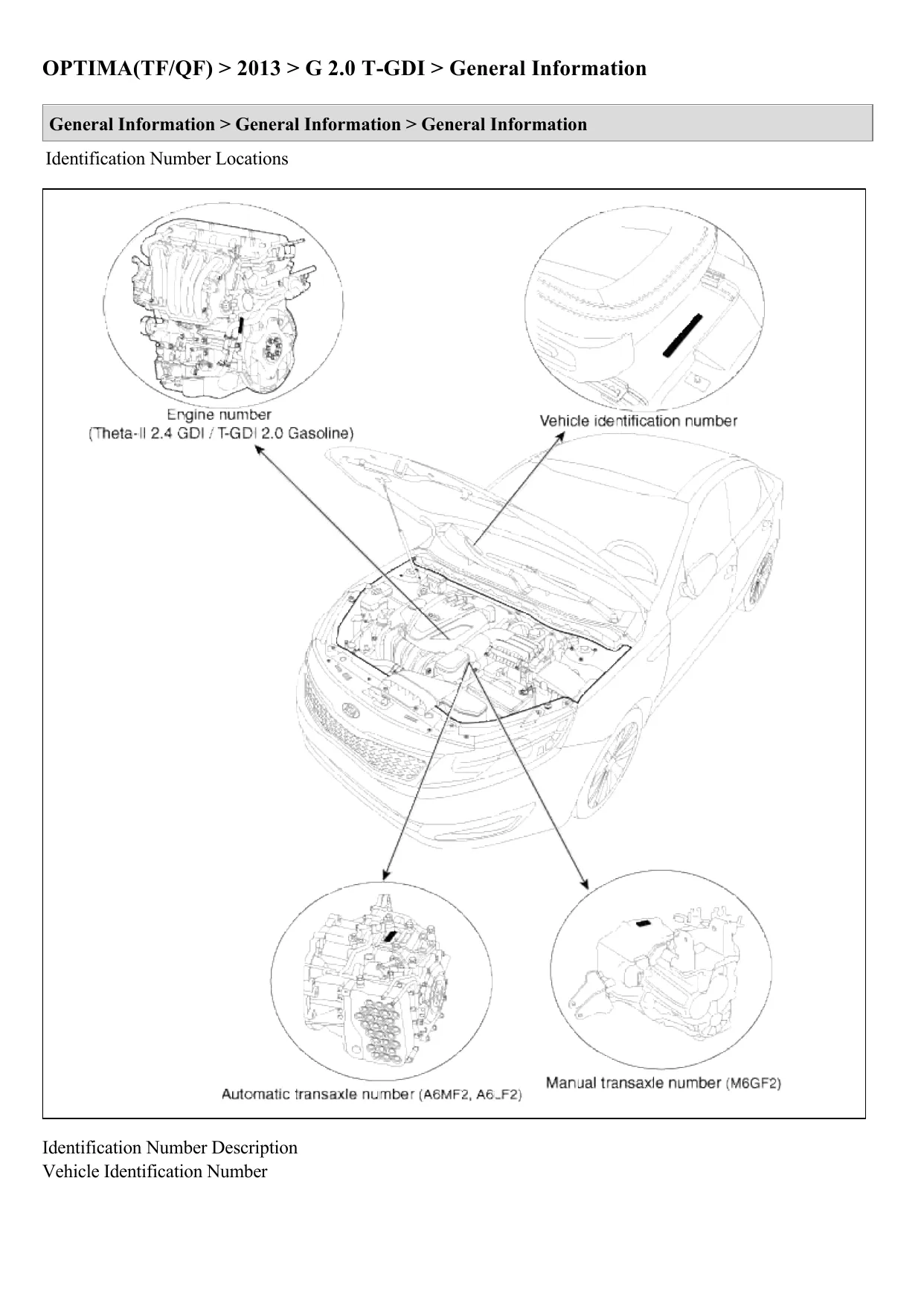 2013 KIA Optima 2.4L & 2.0L Turbo repair manual