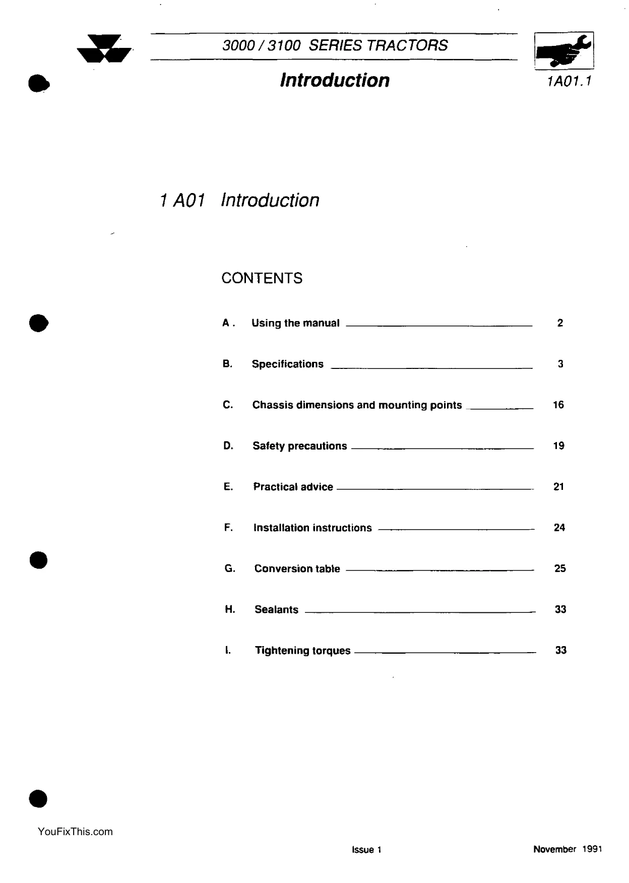 Massey Ferguson 3050, 3060, 3065, 3070, 3080, 3095, 3100, 3115, 3120, 3125, 3140 Row-Crop tractor repair manual Preview image 3