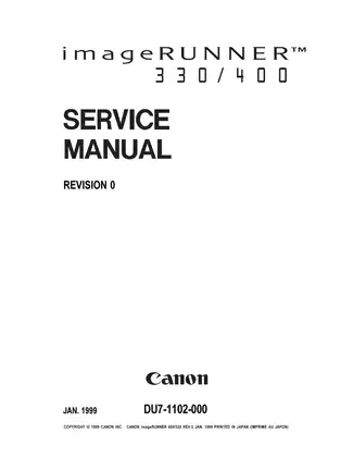 Canon imageRunner iR330, iR330E, iR330s, iR400, iR400E, iR400S multifunction device service guide