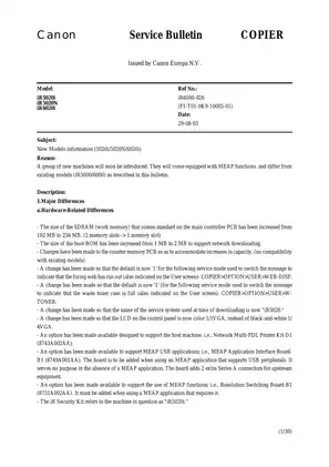 Canon imageRUNNER iR4600N, iR5000, iR5020i, iR5020N, iR6000, iR6020i, iR6020N multifunction device service guide Preview image 1