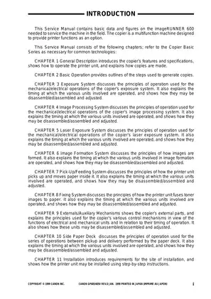 Canon imageRUNNER 600 Service Manual - Comprehensive Repair and Maintenance Guide Preview image 3