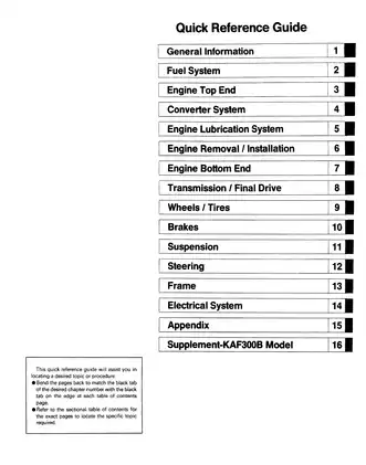 Kawasaki Mule 500 Service Manual & Quick Reference Guide Preview image 3