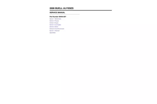 2006 Buell Ulysses Service Manual - Comprehensive Maintenance and Repair Guide