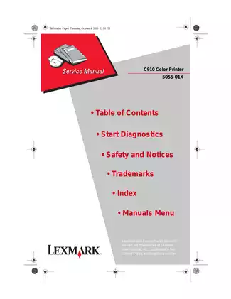 Lexmark C910 Color Printer Service Manual PDF