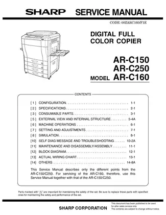 Sharp AR-C150/C250/C160 Service Manual - Comprehensive Digital Copying Solutions Preview image 2