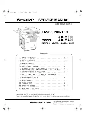 AR-M350 Digital Service Manual and Parts Guide Preview image 2