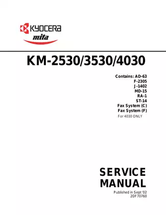 Kyocera KM-2530/3530/4030 Dark Blue Service Manual - Comprehensive Guide for Maintenance