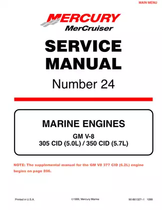 Comprehensive MerCruiser GM V-8 Engine Service Manual - Number 24