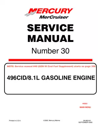 Comprehensive Service Manual for 496 CID (8.1L) Mercury Marine Engines