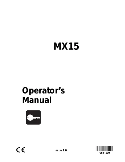 Preview: Ditch Witch MX15 Operator's Compact Hydraulic Excavator Manual (P/N 054-109)