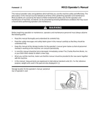 Ditch Witch MX15 mini excavator operator´s manual Preview image 3