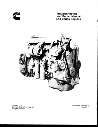 Preview: Cummins L10 Series Diesel Engine Troubleshooting and Repair Manual (P/N 3810246-03)