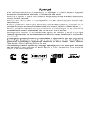 Cummins K19 series diesel engine troubleshooting and repair manual Preview image 3