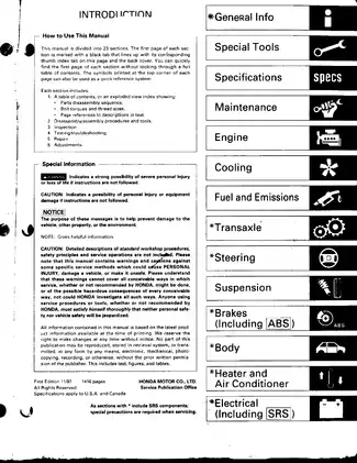 1998 Acura Integra shop manual Preview image 1