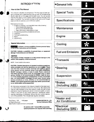 1998 Honda Integra Service Manual & Repair Guide | Comprehensive Maintenance Resource Preview image 1