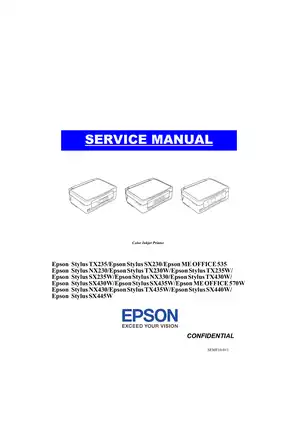 Epson Stylus SX230, SX235W, SX430W, SX435W, SX440W, SX445W compact all-in-one inkjet printer service manual Preview image 1