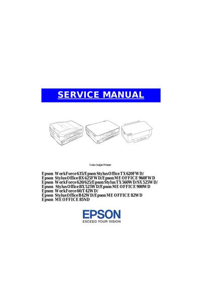 Epson WorkForce 635/620/60 Series Service Manual OEM (P/N SEMF09-016)