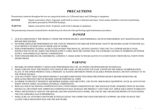 Epson Stylus Pro 4900/4910 Printer Service Manual Preview image 2