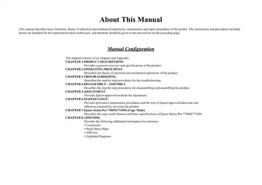 Epson Stylus Pro Series Service Manual - Comprehensive Maintenance and Repair Guide Preview image 3