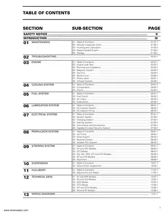 1997 Sea-Doo SP, SPX, GS, GSI, GSX, GTS, GTI, GTX, XP, HX shop manual manual page 4 preview Bombardier 1997 Sea-Doo SP, SPX, GS, GSI, GSX, GTS, GTI, GTX, XP, HX shop manual manual preview page 4 - thumbnail
