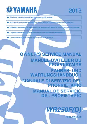 2013 Yamaha WR250F owner´s service manual Preview image 1