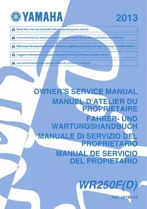 Yamaha WR250F Owner's Service Manual - Comprehensive Maintenance & Repair Guide