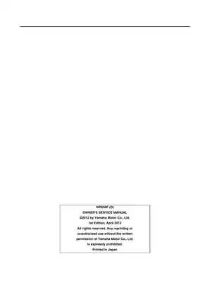 Yamaha WR250F Owner's Service Manual - Comprehensive Maintenance & Repair Guide Preview image 5