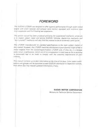 Suzuki LT250R Service Manual (1988-1992) - Complete Maintenance & Repair Guide Preview image 2