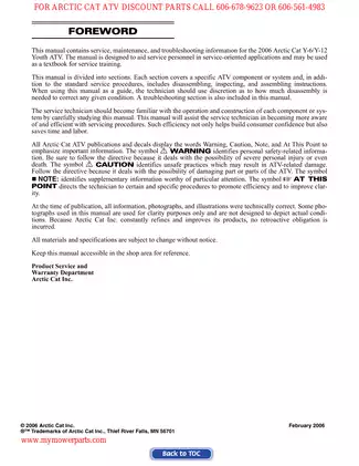 2006 Arctic Cat Y-6/Y-12 Youth ATV Service Manual