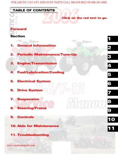 Preview: 2006 Arctic Cat Y-6 / Y-12 Youth ATV Factory Service Manual (P/N 0638-165)