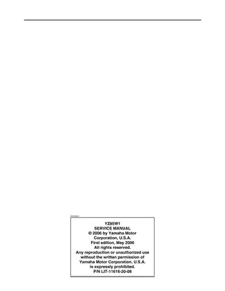 Yamaha YZ85W1 Comprehensive Service Manual (2006) Preview image 2