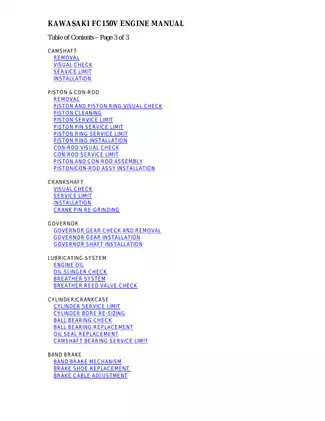 Kawasaki FC150V Engine Manual - Comprehensive Workshop Guide manual page 3 preview Kawasaki Kawasaki FC150V Engine Manual - Comprehensive Workshop Guide manual preview page 3 - thumbnail