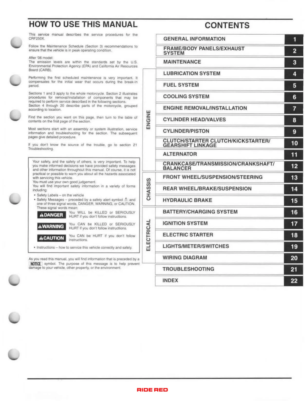 Honda CRF250X Service Manual (2004-2009) - Comprehensive Guide for Mechanics Preview image 3
