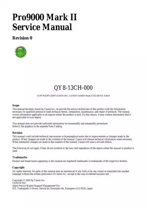 Canon Pro9000 Mark II Service Manual - Complete Repair and Maintenance Guide (2009)