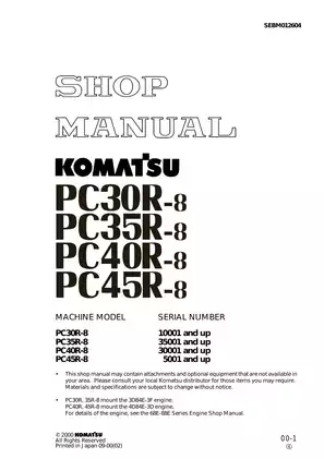 Komatsu PC35R-8, PC45R-8 excavator shop manual