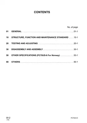 Komatsu PC78UU-6, PC78US-6 excavator shop manual Preview image 2