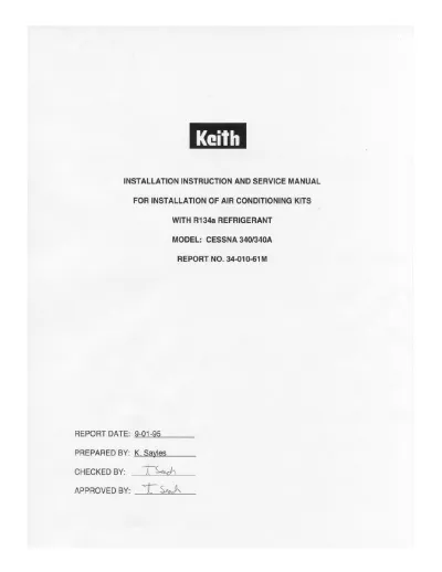 Cessna 340/340A 1971–2009 Installation Instruction and Service Manual OEM (P/N 34-010-61M)