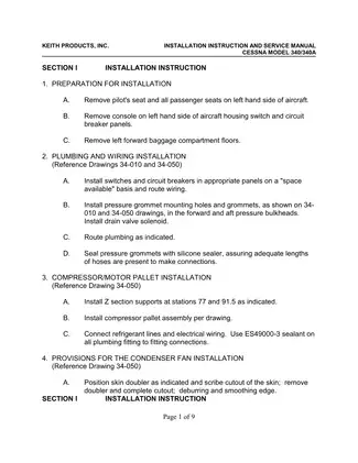 Cessna 340, 340A, N346DW installation, instruction and service manual Preview image 4